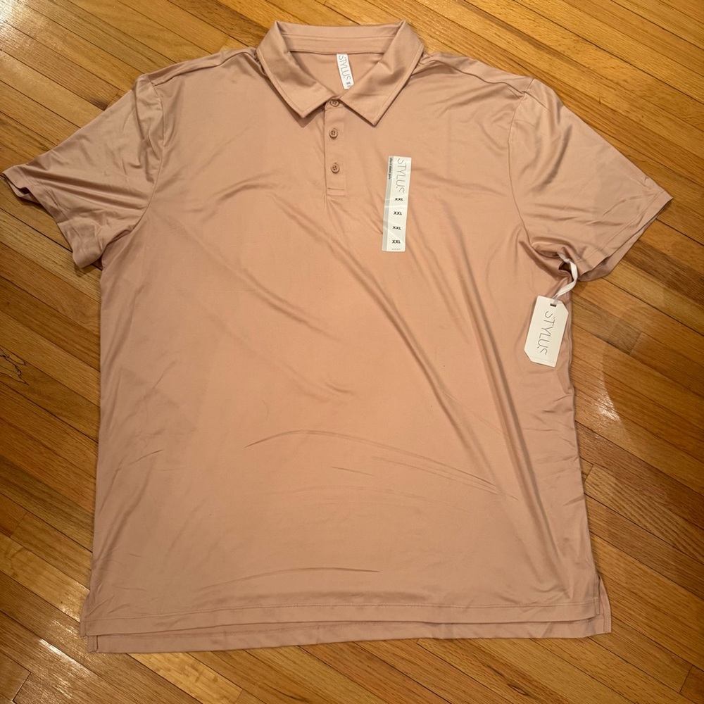 STYLUS Classic Tan Polo Shirt with Short Sleeves XXL NWT